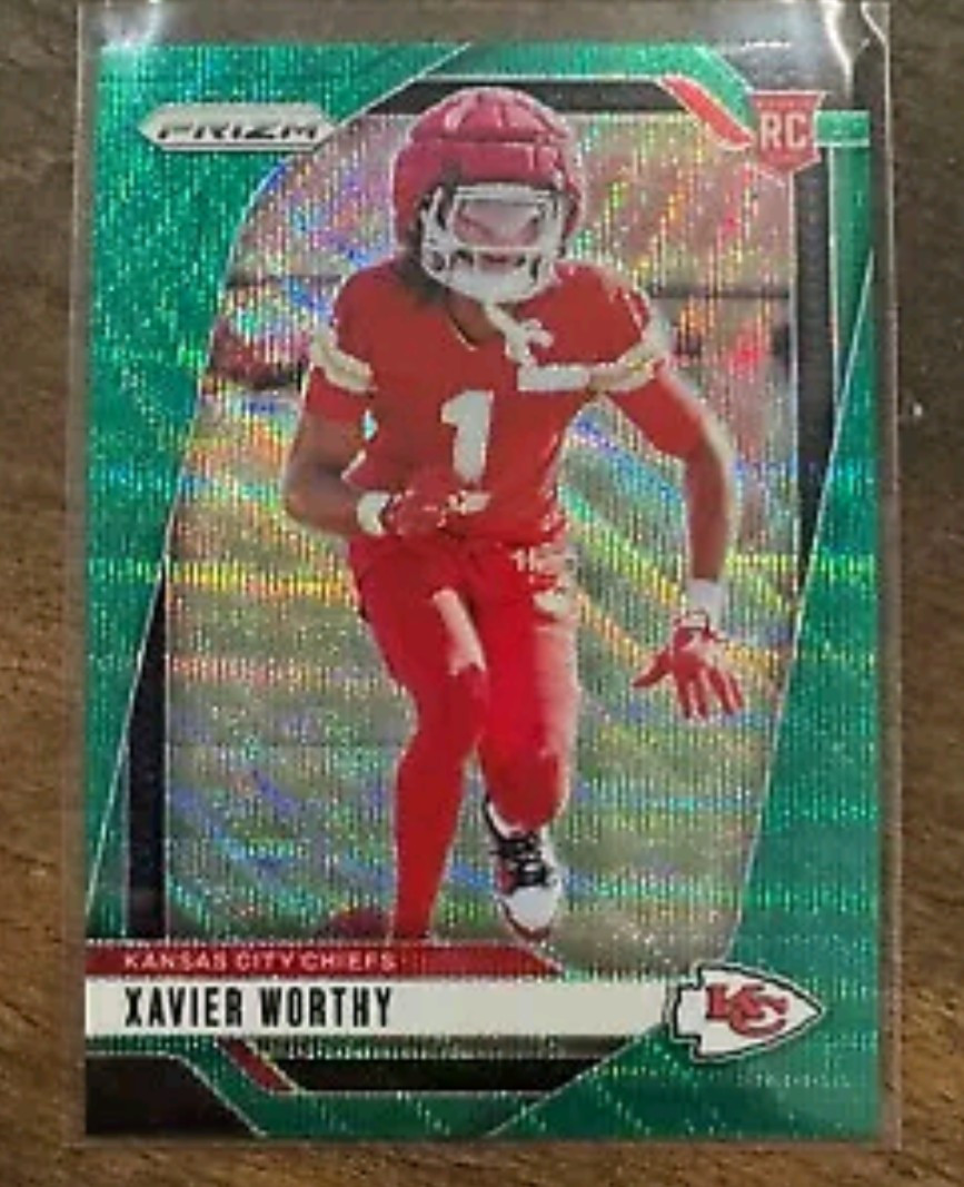 2024 Panini Prizm #399 Xavier Worthy Green WAVE RC SP - Chiefs