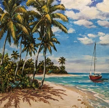 REDUCED Georg K Salhofer "Paradise Found" Original Acrylic Canvas Painting 20X20