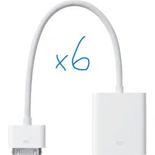 Lot of 6 Apple VGA Adapter for iPad, iPhone and iPod Touch 30-pin to VGA A1368