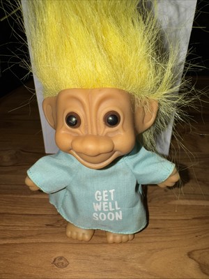 Vintage Collectors Russ Troll Doll Get Well Soon With Hospital Gown Yellow Hair
