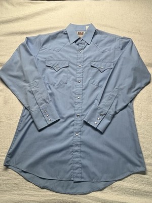 Ely Cattleman 15 1/2 - 33 Men s Light Blue Long Sleeve Pearl Snap Western Shirt