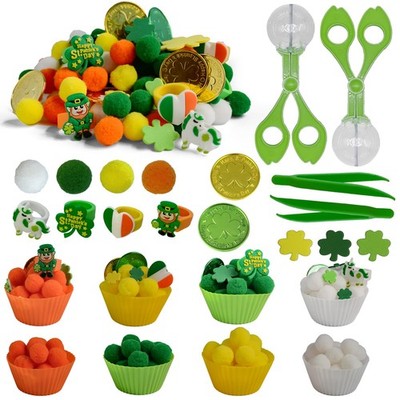 Unvola 248 Pcs St. Patricks Day Sensory Bin Filler Fine Motor Toys Green Sensory