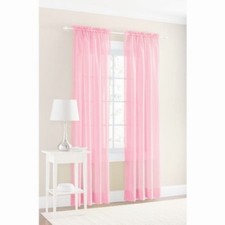 4 PC Solid Pink Sheer Voile Rod Pocket Window Panel Curtain Drapes 55"W x 63"L