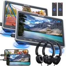 2 X 10.1" Full HD Screen Car DVD Player Headrest Monitor TV HDMI USB SD Headsets