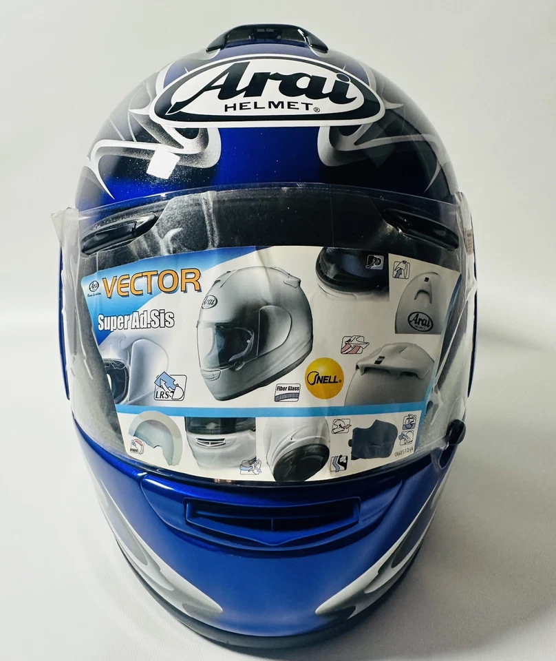 Casco completo tribal azul tela vector Arai 2005 de colección/visera transparente/talla grande  Foto 4 de 4