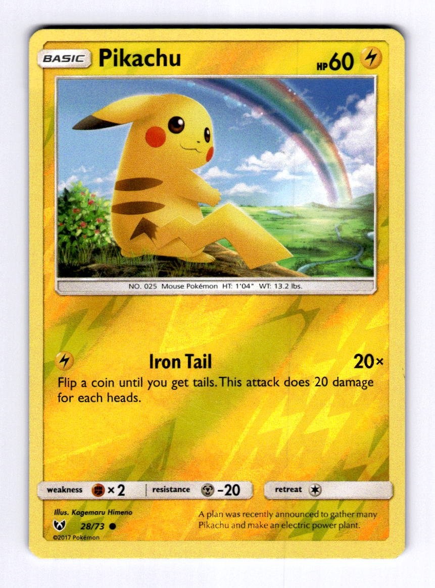 Pikachu Shining Legends #28 (2017) Common Reverse Holo NM Pokemon