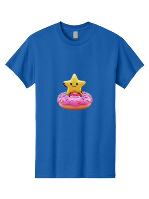 Star-On-Donut Mens Graphic Tee, 100% Cotton, Casual Summer Wear