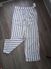 A New Day Women's Striped Wide Leg Pants, Size 10 Regular, Cream Black