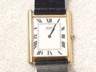 Vintage 1970's Seiko Tank Roman Numerals White Dial Gold Plated Watch Two Jewels