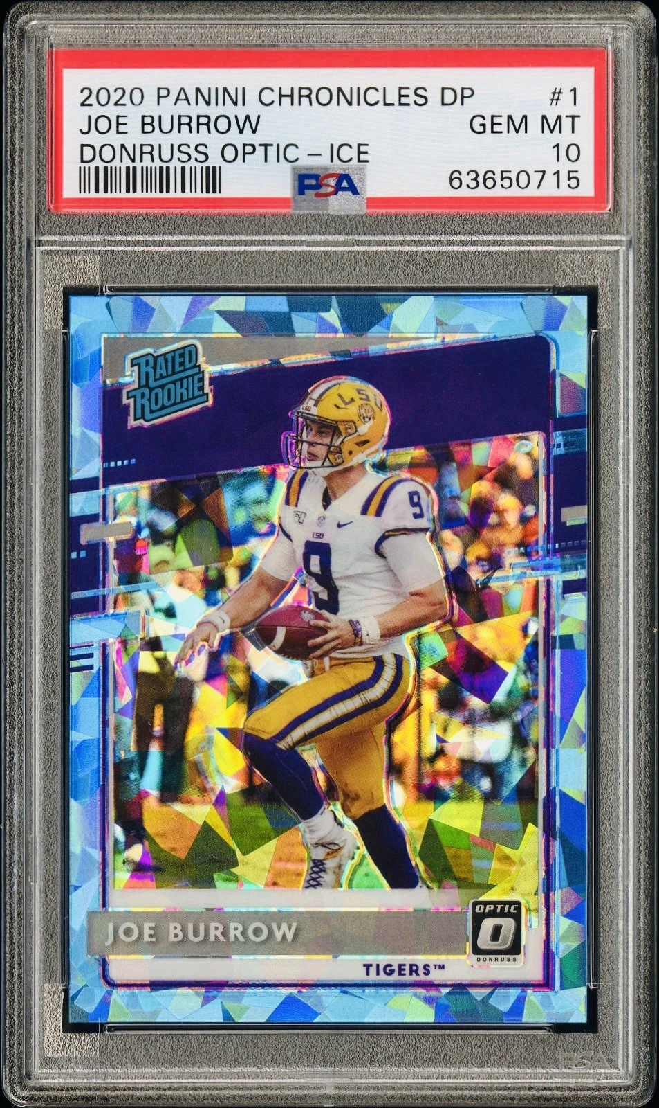Joe Burrow Panini Chronicles Draft Picks Donruss Optic Rated Rookies #1 Ice
