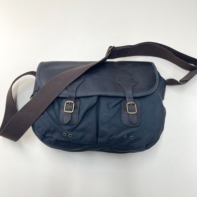 Barbour Messenger Bag Navy Waxed Cotton Leather Tartan Crossbody Tarras Satchel