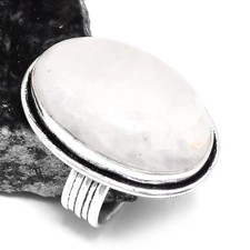 Rainbow Moonstone Ethnic Handmade Gift Ring Jewelry US Size-8 R-430