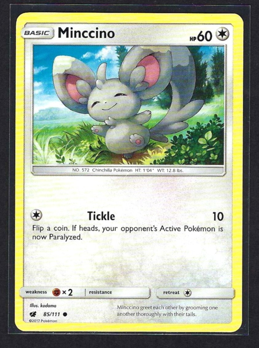 🔵 Minccino  85/111 - SM Crimson Invasion Set - 2017 - Common - HP80 - Near Mint