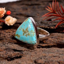 Blue Turquoise Ring 925 Sterling Silver Promise Boho Rings Jewelry Gift for Her
