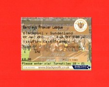 2010/11 BLACKPOOL v  SUNDERLAND 1-2 PREMIER LEAGUE 22.01.11 TICKET ATT. 16,037