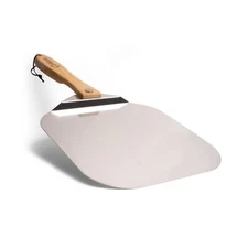 Chef Pomodoro Aluminum Metal Pizza Peel with Foldable Wood Handle for Easy St...