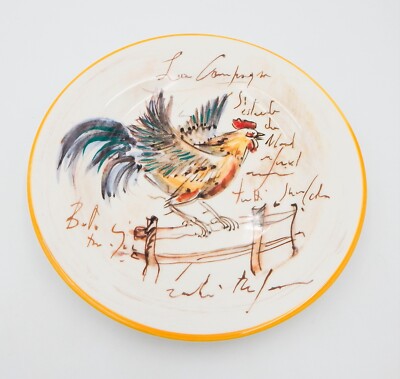Deruta Ceramiche La Campagna Rooster Plate 9 Inch Luncheon Plate