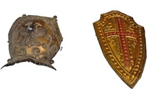 Marionetta siciliana vintage scudo e pettorale vedi foto in metallo ottone