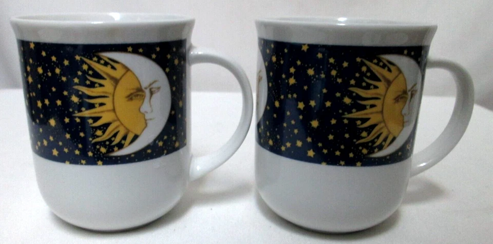 Oneida Galaxy Vintage Sun Moon Stars Gres Taza Juego 2 Micro Platos Foto 4 de 4