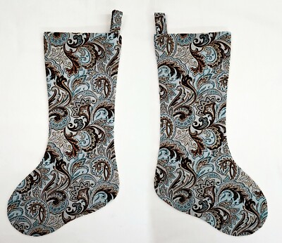 Brown & Teal Paisley Christmas Stocking