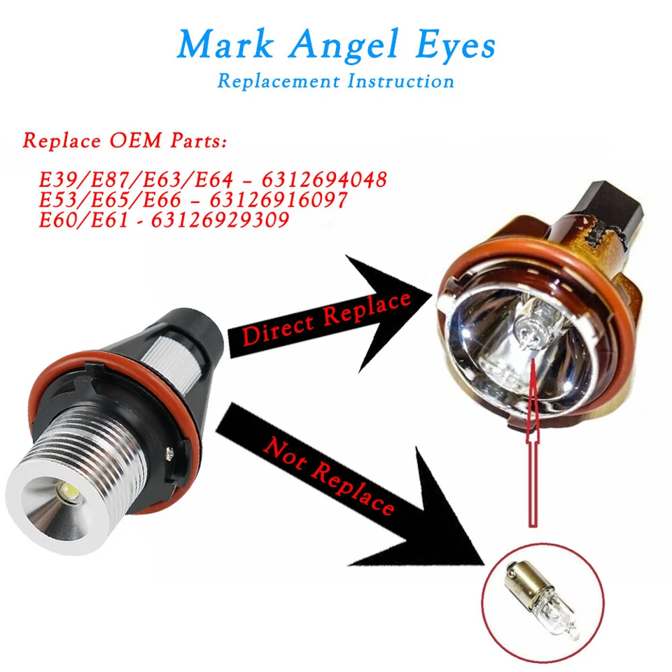 Подходит для BMW 630Ci 645Ci 650i M6 04-07 синяя светодиодная габаритная лампа Angel Eyes - Изображение 4 из 4