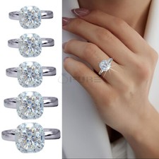925 Sterling Silver Plated Round Diamond CZ Solitaire Wedding Engagement Ring UK