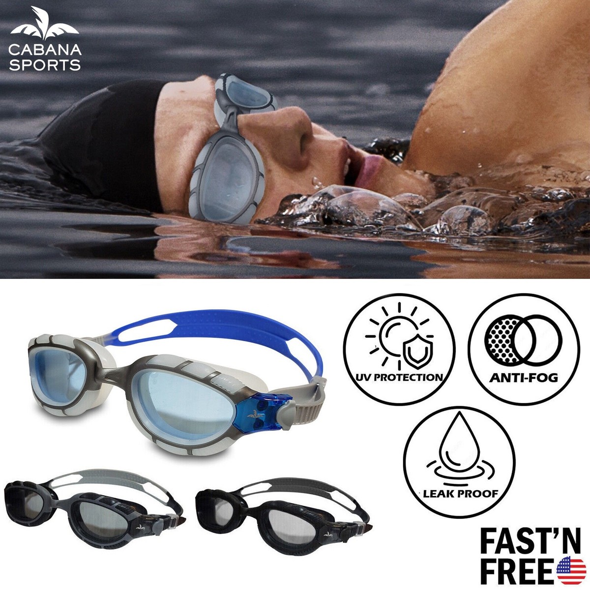 Swimming Goggles Comfortable Adult Anti Fog UV Protection Swim