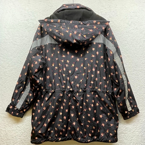 Cabi Jacket Womens Medium Black Rainy Day Jacket Flower Burst Hooded Zip 4115 - Picture 2 of 15