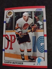 1990 Score American Hockey Card #18 Garth Butcher   Vancouver Canucks