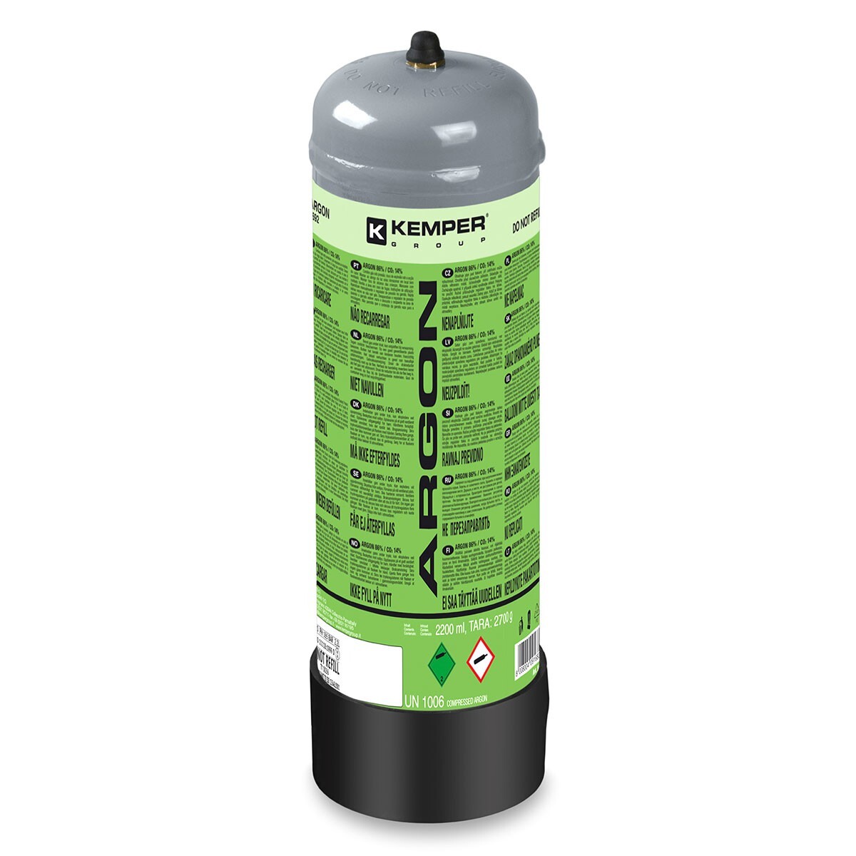 Bottiglia Di Gas Argon 110 BAR 2.2 L Monouso