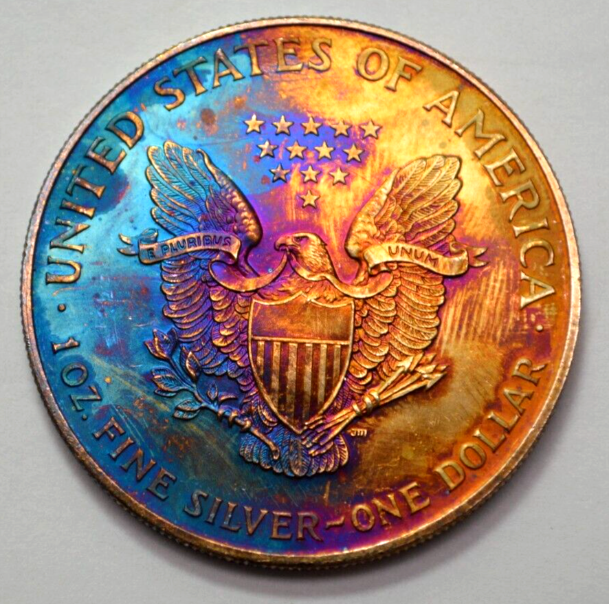 1996 American Silver Eagle Dollar 1 Oz 999 Silver Coin ,Toned No Reserve eBay