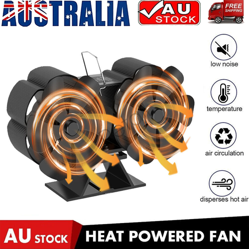 Voda Silent Fan Heat Powered Stove Top Fan Double Stove Fan For Wood