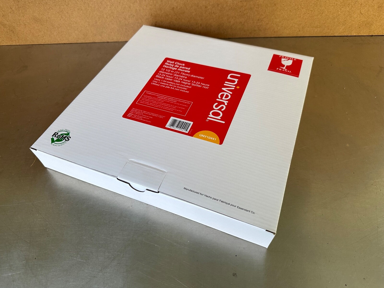 UNIVERSAL 24Hour Round Wall Clock 12 5/8" Black 10441 in Original Box