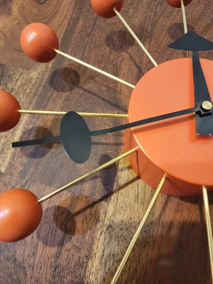 Handmade Ball 12" Wall Clock Orange George Nelson Retro Mid-Century Modern Clock - Image 3 of 4
