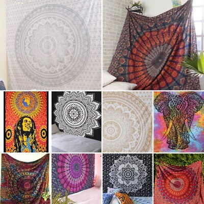 Large Indian Tapestry Wall Hanging Mandala Hippie Gypsy Bedspread ...