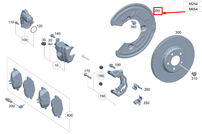 MERCEDES-BENZ C S206 Bremsscheibenschutz hinten rechts A0004234000
