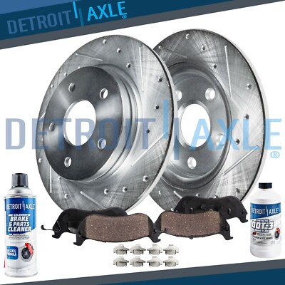 REAR Drilled Brake Rotors + Brake Pads for Flex Edge Taurus Lincoln MKS MKT MKX