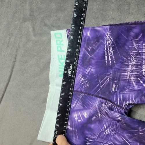 Nike Pro Girls Dri-Fit Leggings Purple Abstract Print Medium Compression Pants - Picture 5 of 8