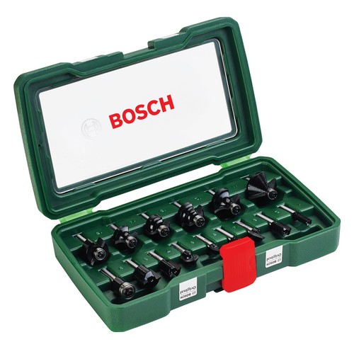 BOSCH 15 Piece Router Set POF1200 POF1400 DIY Routers 2607019468 3165140415866
