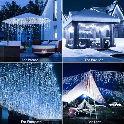 Solar Icicle Lights Outdoor Waterproof 56Ft 506 LED Icicle Christmas Lights... eBay