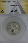 1928-S  .25  ANACS  VF 30   Standing Liberty Quarter, Liberty 25 Cents