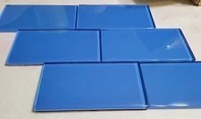 Giorbello Glass Subway Backsplash Tile 3X6 Mediterranean Blue (16 Tiles) 2 Sq Ft