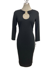 New! Calvin Klein Elegant Flattering Timless BLACK Sheath Dress size 4 Easy Fit