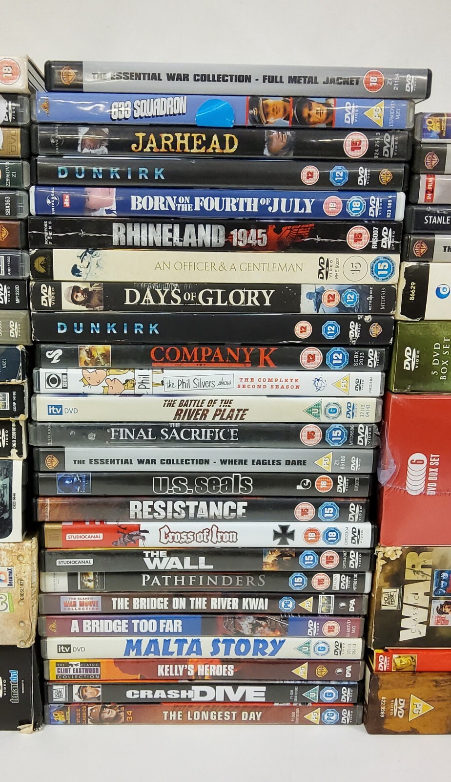 54 x War DVD JobLot Dunkirk Full Metal Jacket Jarhead Private Ryan
