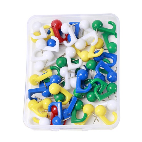 100 Pieces Push Pin Hooks Plastic Push Pins Wall Hook Thumb Tacks Marking Pins - Picture 7 of 8