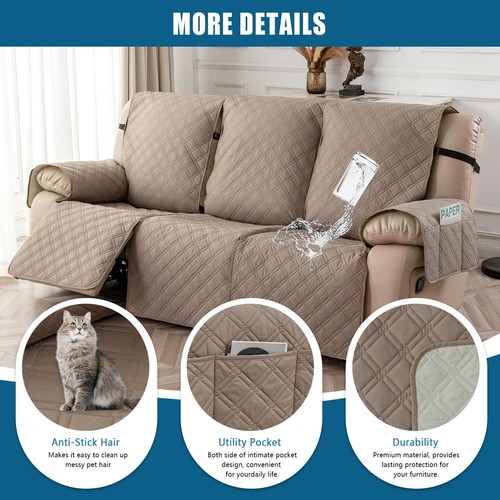 Waterproof non-slip sofa cover recliner 3 seats, furniture protection decoration - Picture 83 of 94