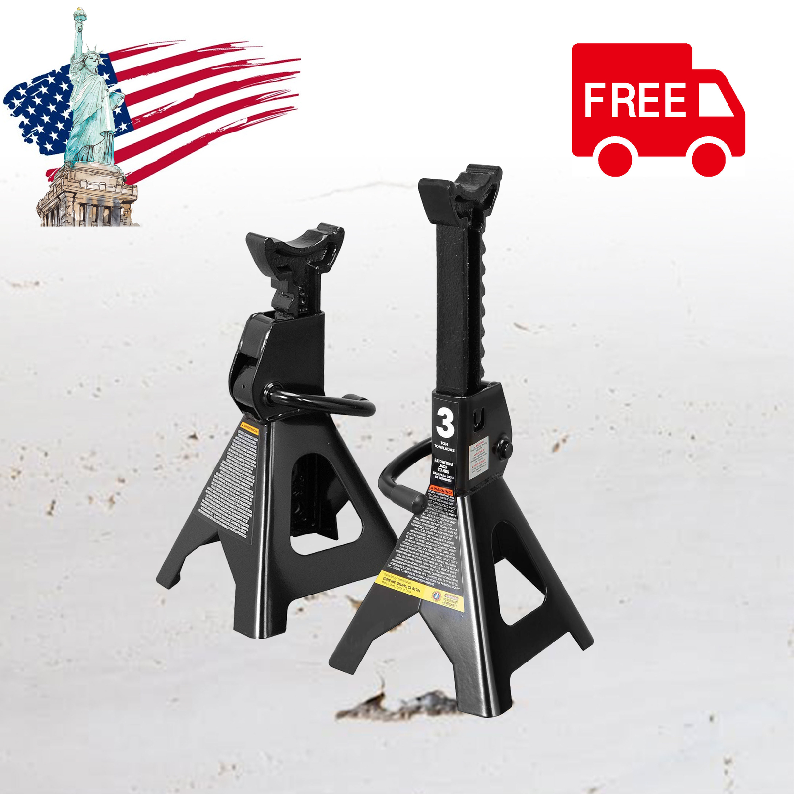 Torin Jack Stands, 3 Ton (6,000 lb) Capacity, Steel Black, 1 Pair, AT43202B eBay