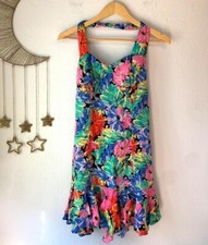 Vtg floral halter top dress Womens M