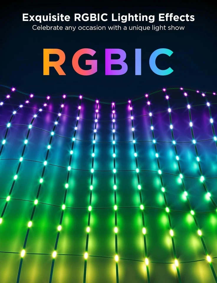 Govee Outdoor Net Lights, 2.8*9.4ft with RGBIC and DIY Functions, 480 LEDs - Image 4 of 4