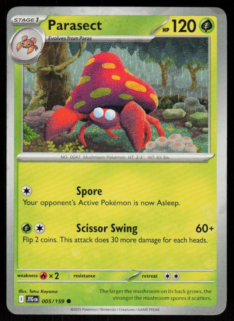 Parasect 005/159 Common Journey Together Pokemon Near Mint